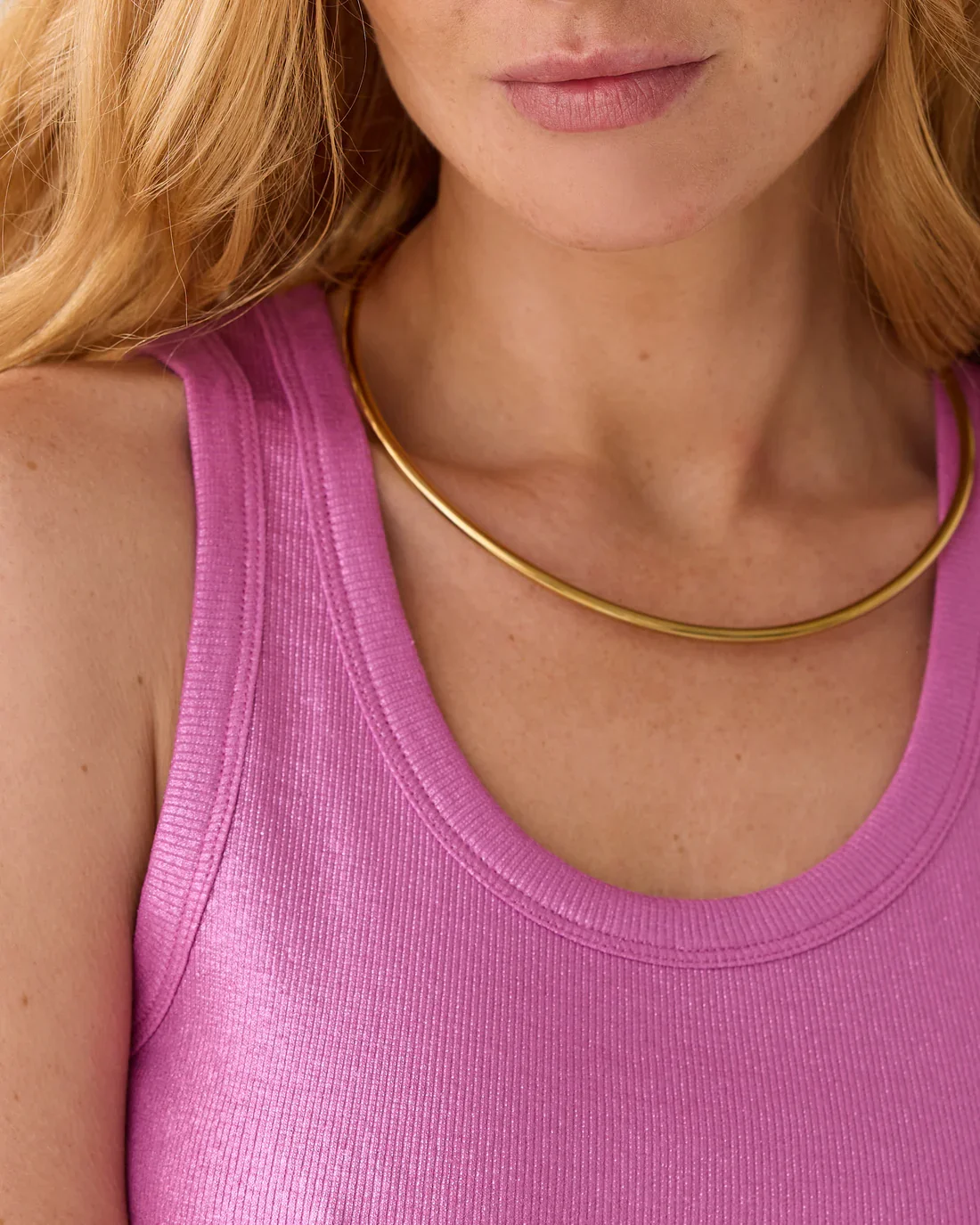 Top Rib Pink med Shine