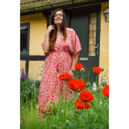 Kjole Luna Long V-neck Spice Pink