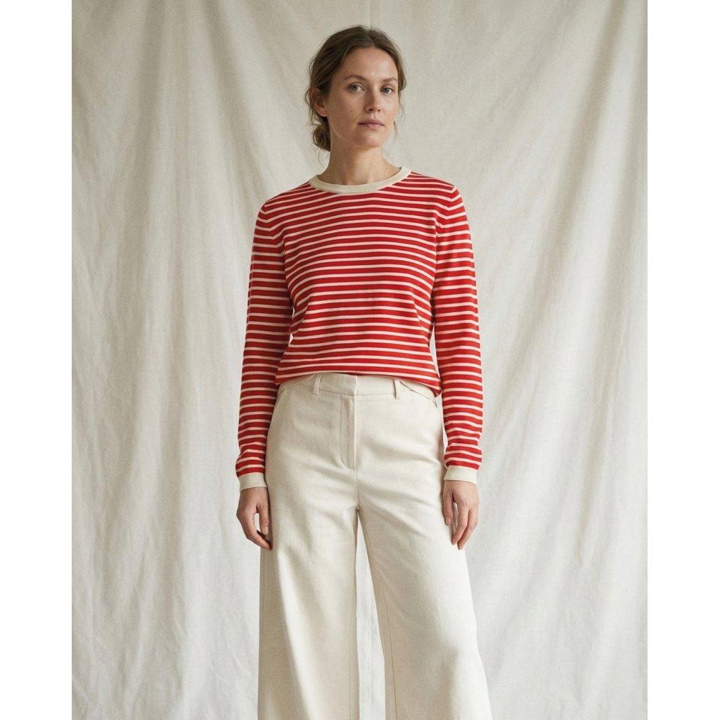 Bluse - Sailor Knis L/S - Off White/Red