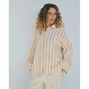 Skjorte - Louise Shirt - sand/orange stripe