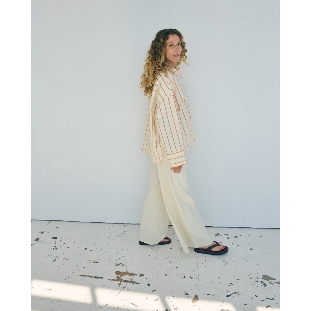 Skjorte - Louise Shirt - sand/orange stripe