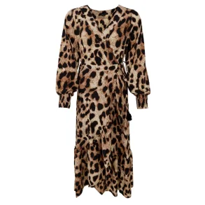 Kjole Luna LS Wrap Dress Golden Leopard