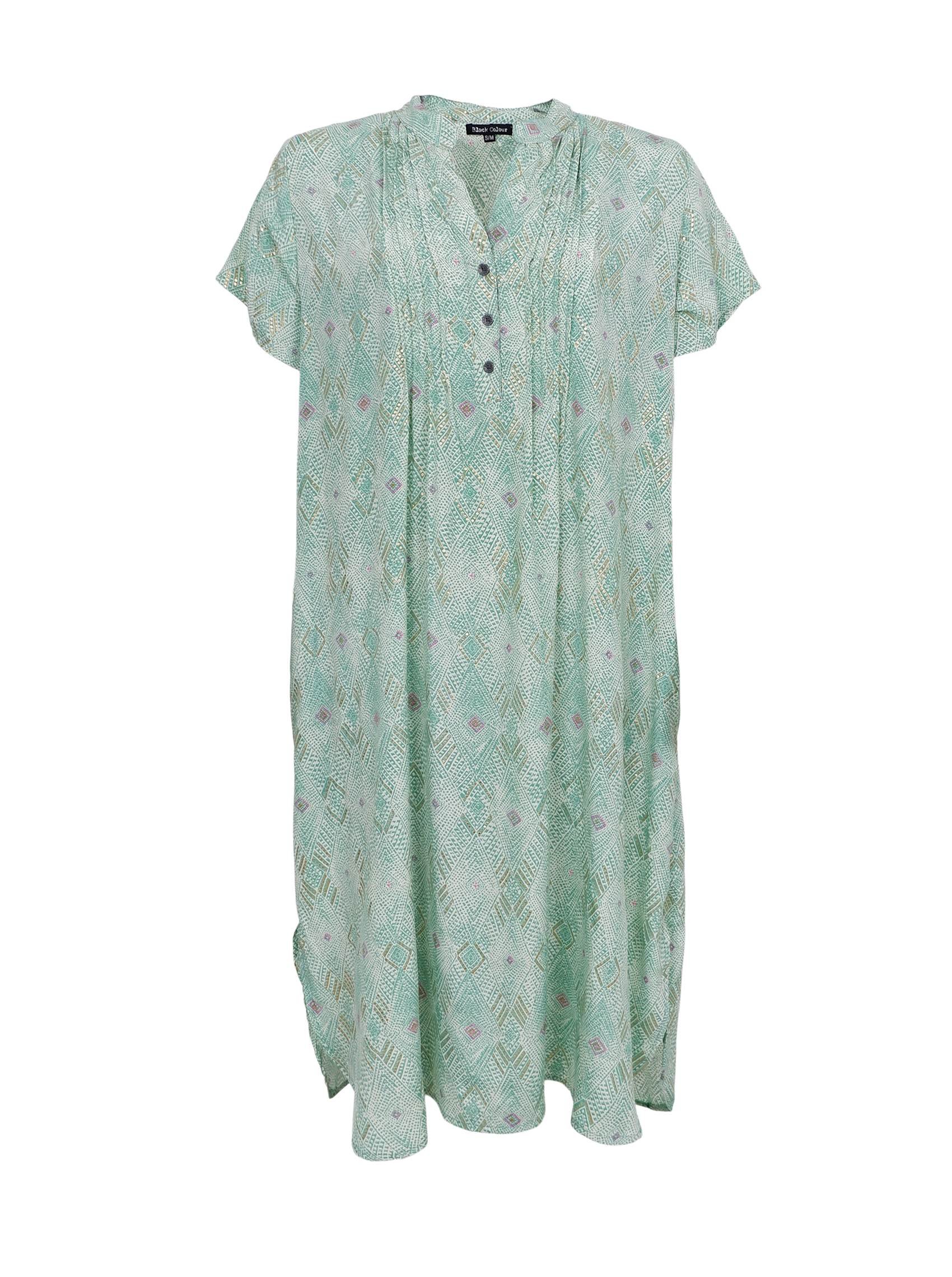 Kjole Luna Pleat SS Tunic Green Argyle