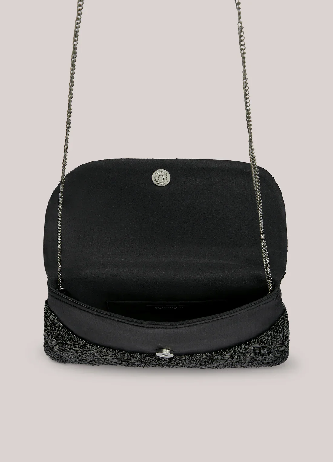 Taske Clutch Med Perler Sort