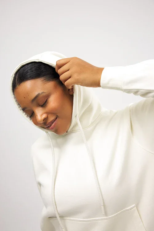 Bluse Sweatshirt Med H�tte R�hvid