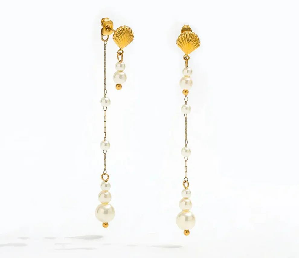 reringe Shell Pearl Stud 18K Guldbelagt