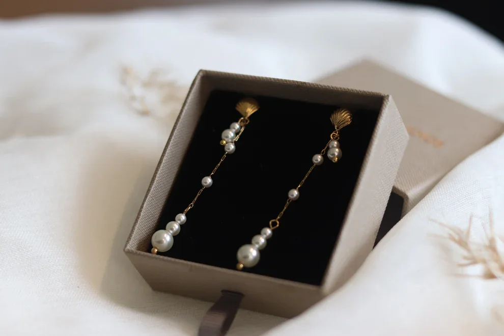reringe Shell Pearl Stud 18K Guldbelagt