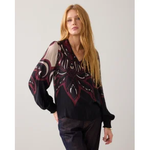Bluse Satin Ornament Print 