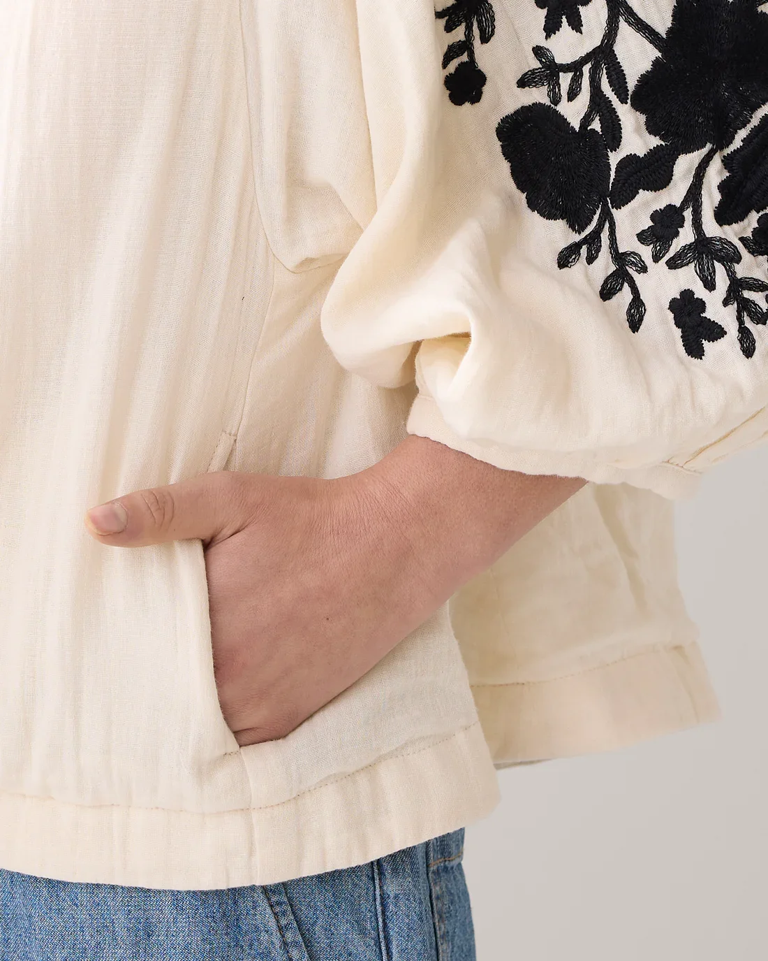 Bluse Sljfebning og trekvart rmer