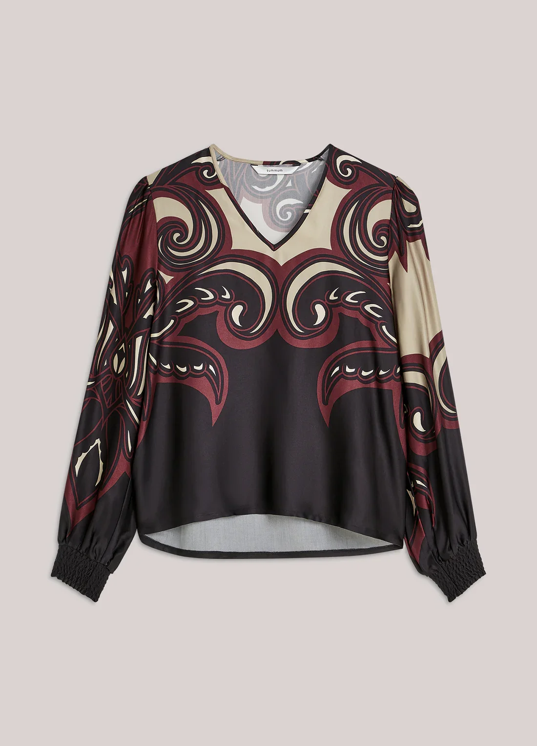Bluse Satin Ornament Print 