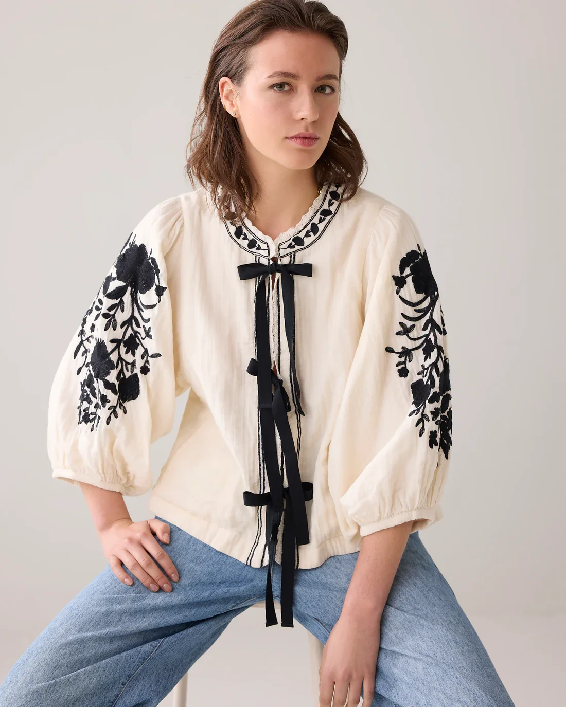 Bluse Sljfebning og trekvart rmer
