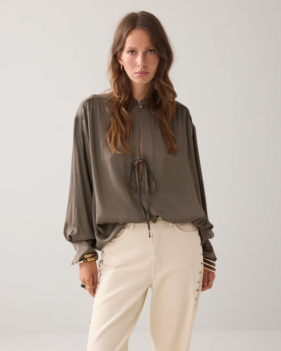 Bluse Shiny Med Sljfelukning 