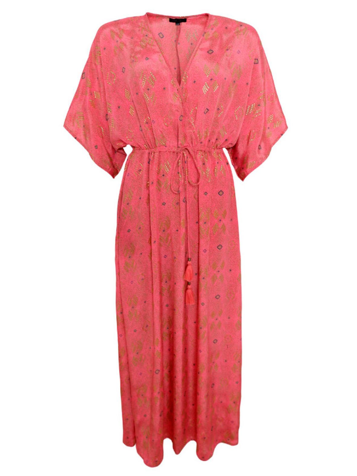 Kjole Luna Long V-neck Argyle Pink