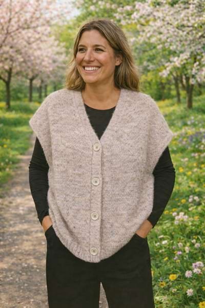 Vest Strikket Uld Fango 