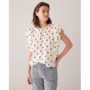 Bluse med broderede blomster