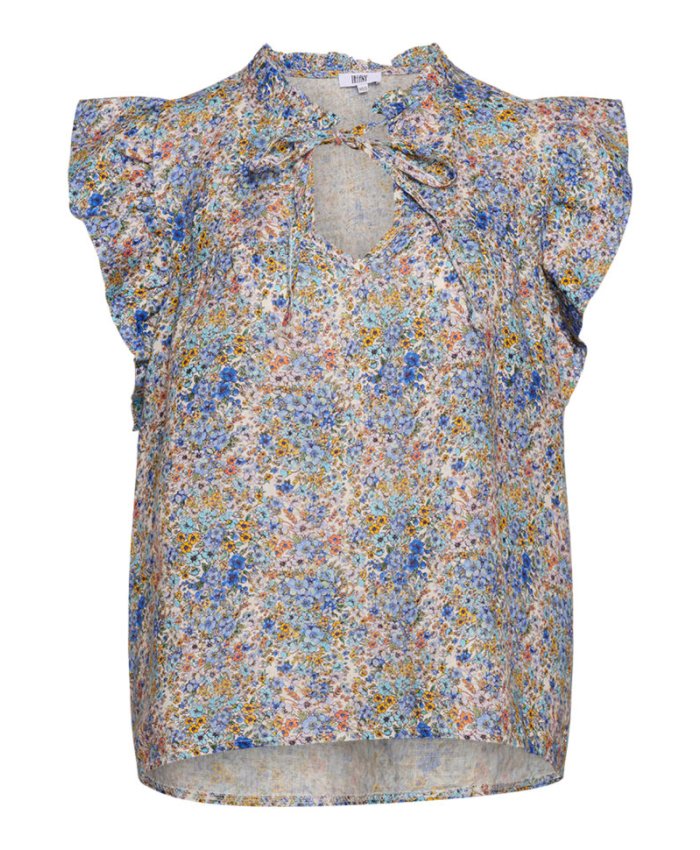 Bluse Etta Frill Top Blue Flower