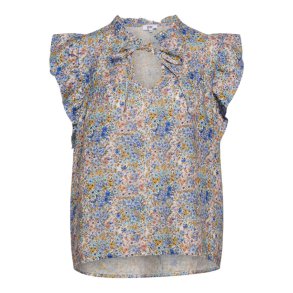 Bluse Etta Frill Top Blue Flower