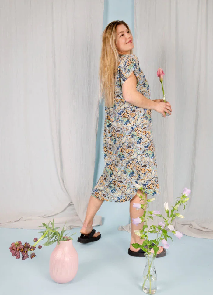 Kjole Luna Andrea SS Botanical Blue