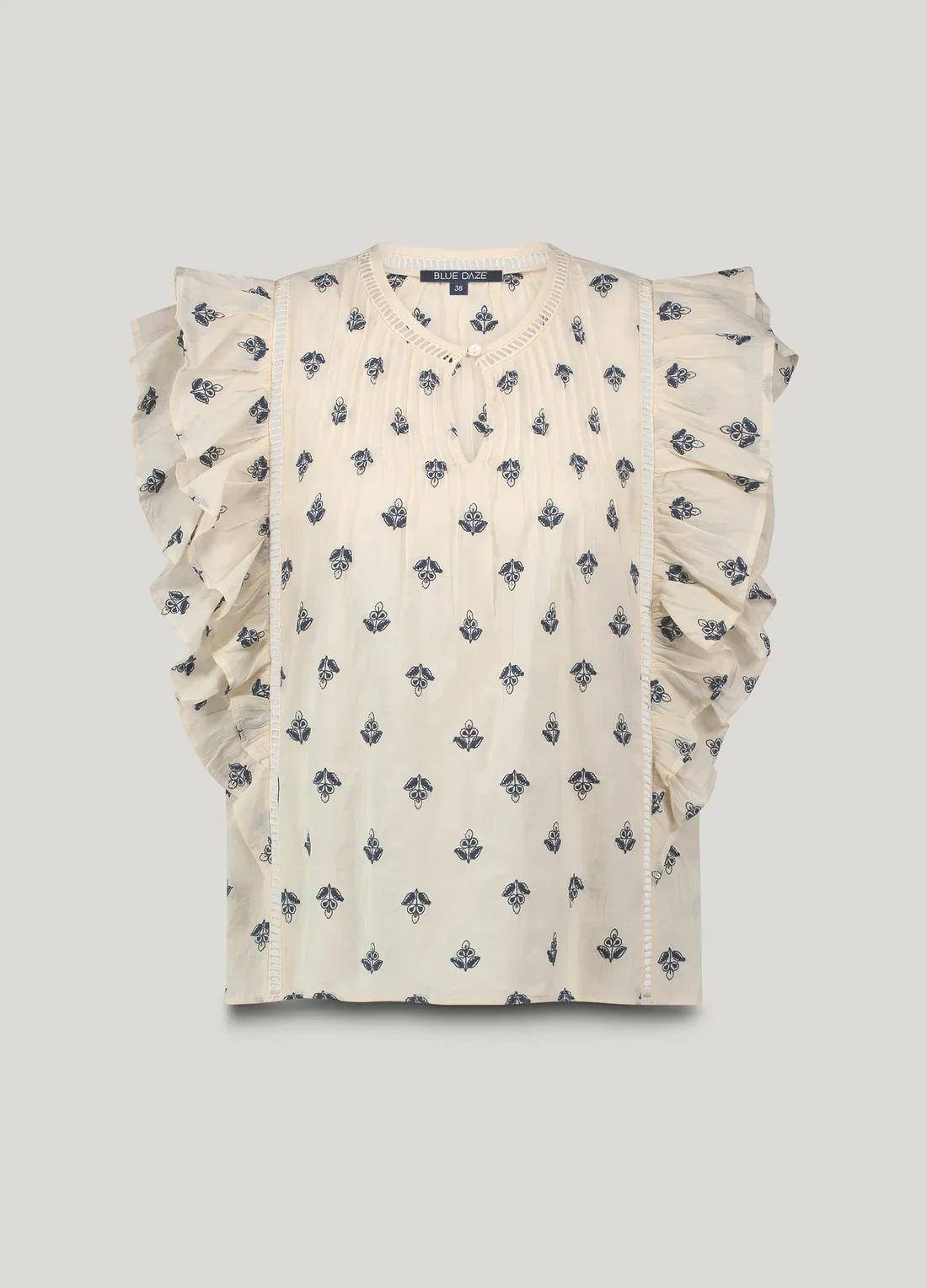 Bluse med broderede blomster