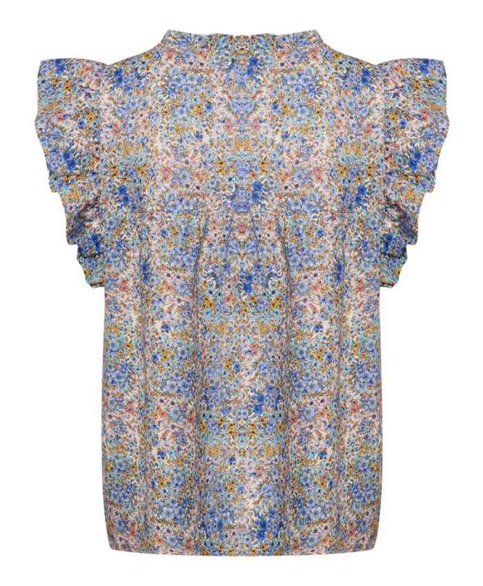 Bluse Etta Frill Top Blue Flower