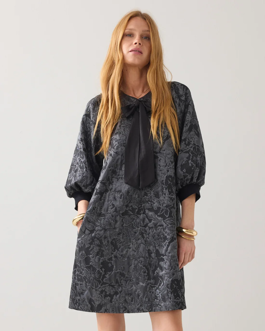Kjole Jacquard Med Sljfe