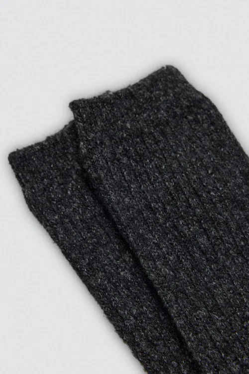 Strmper Ekstra Lang Ribbede Sort