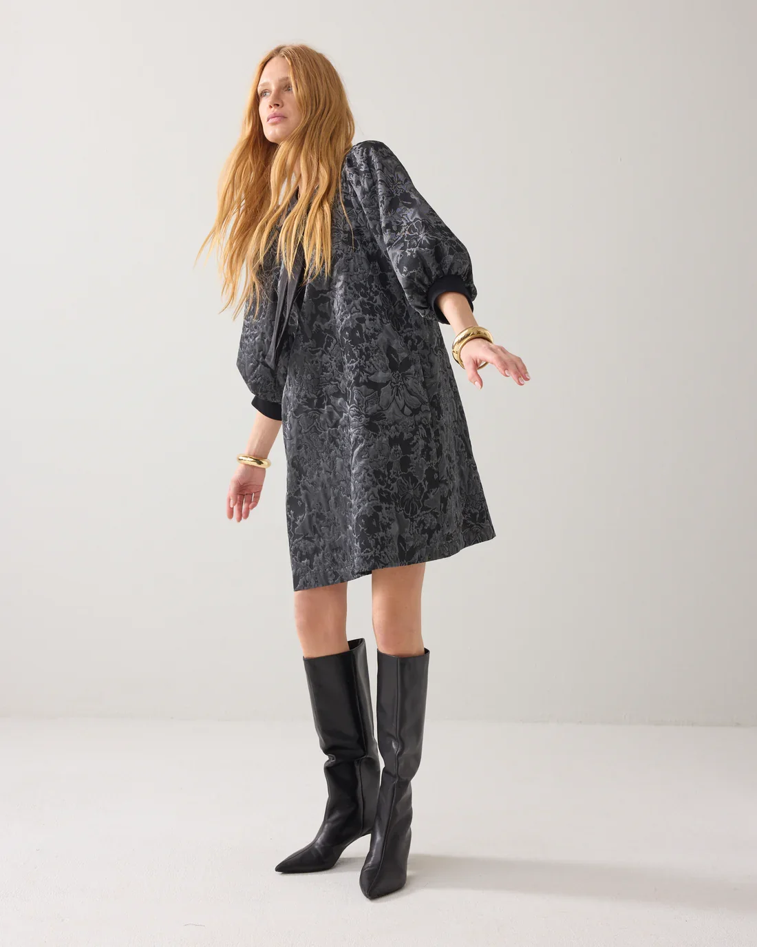 Kjole Jacquard Med Sljfe