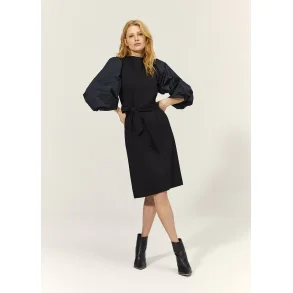 Kjole Midi med ballonrmer Sort