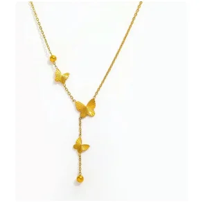 Halskde Butterfly Y 18K Guldbelagt