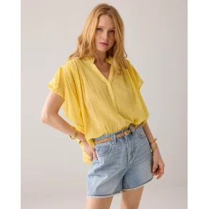 Bluse med loosefit og korte rmer 