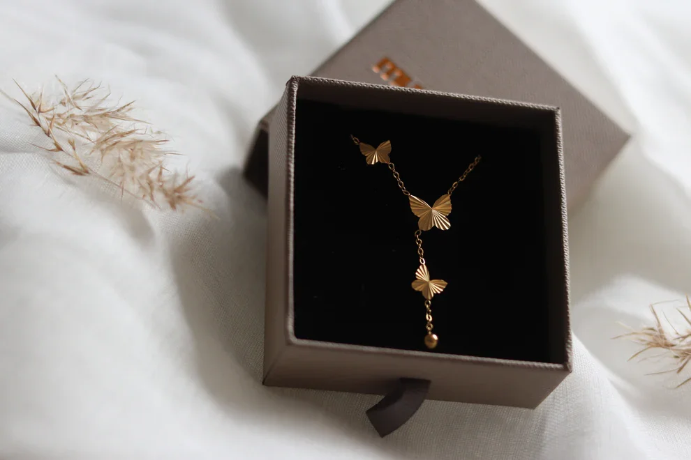 Halskde Butterfly Y 18K Guldbelagt