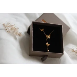 Halsk�de Butterfly Y 18K Guldbelagt