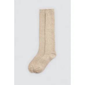 Strmper Ekstra Lang Ribbede Beige