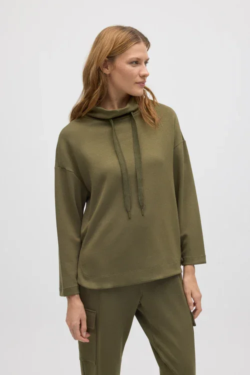 Bluse Sweatshirt med h�j bred hals Olive
