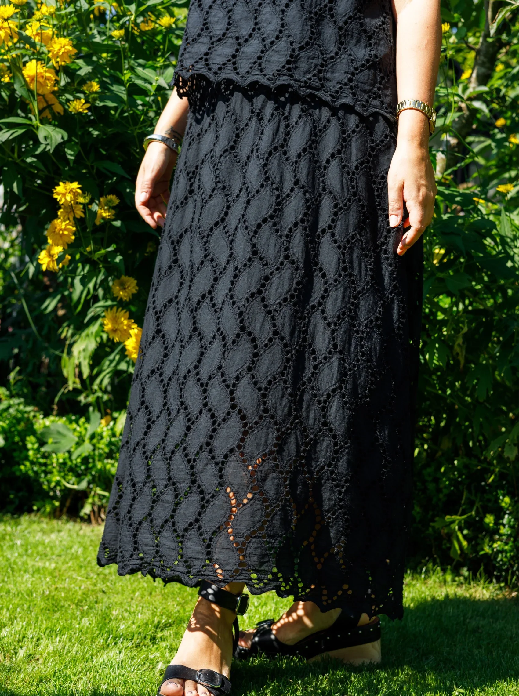 Nederdel Freya Cut Out Lace Skirt Sort
