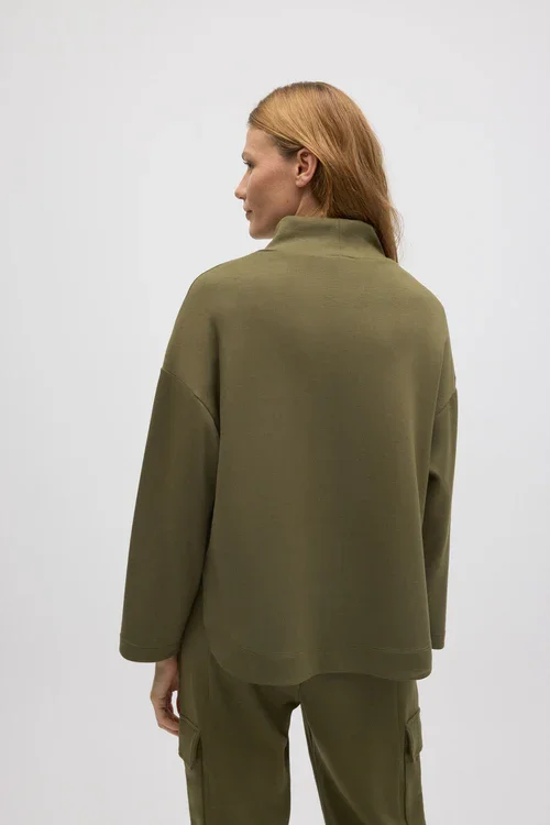 Bluse Sweatshirt med h�j bred hals Olive