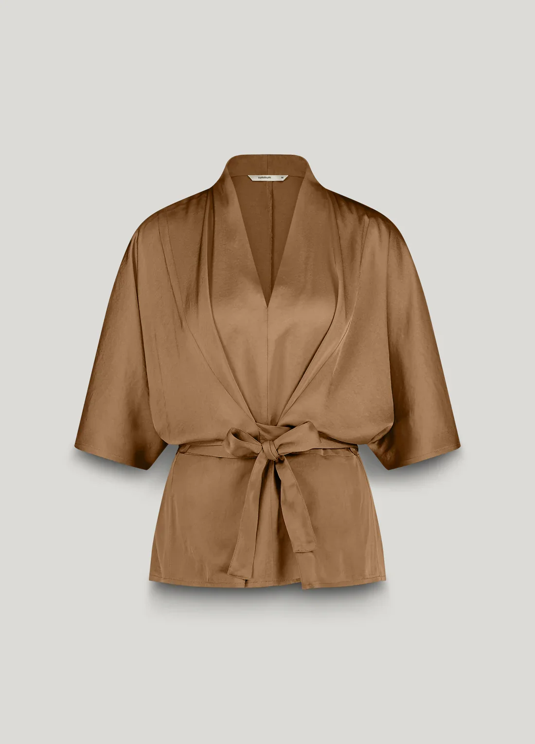 Bluse med bindebnd og trekvart rmer