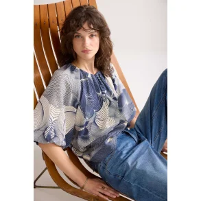 Bluse med korte ballonrmer 