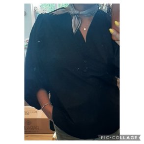 Bluse med skr trekvart rmer sort