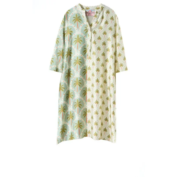 Kjole - Luna Green Palm Shortdress - tropisk Green Palm‑print