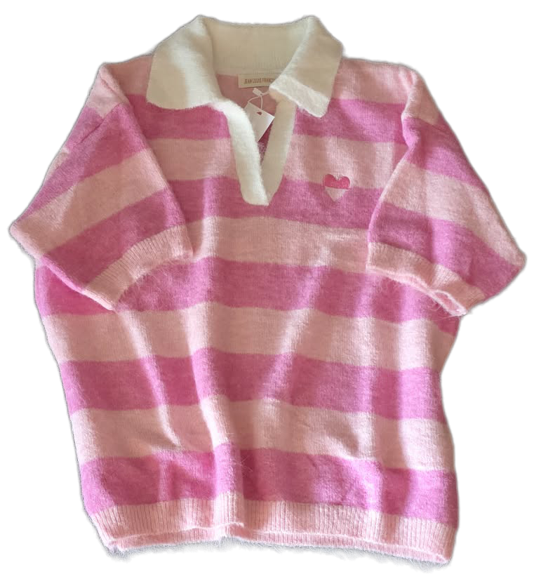 Bluse - Stribet Polo strik - flere farver