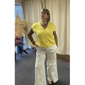 Vest Strikket Uld Gul
