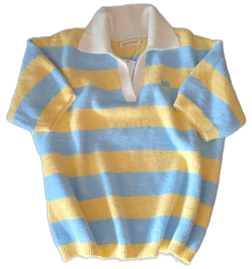 Bluse - Stribet Polo strik - flere farver