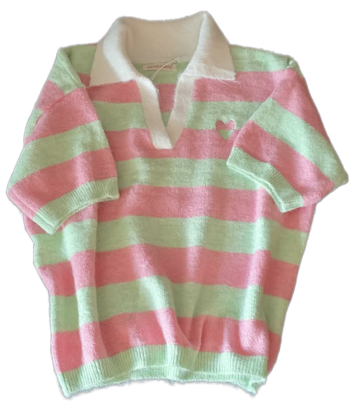 Bluse - Stribet Polo strik - flere farver