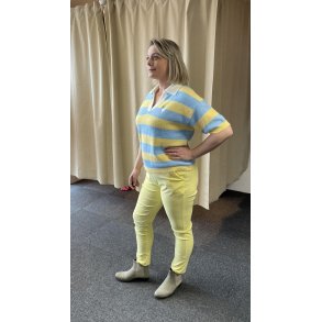 Bluse - Stribet Polo strik - flere farver