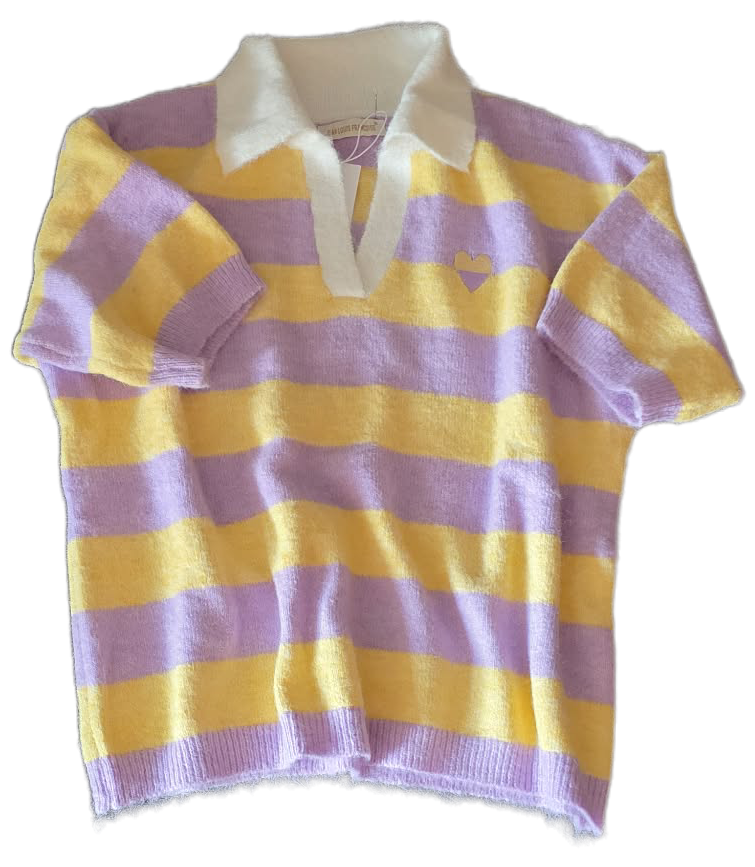 Bluse - Stribet Polo strik - flere farver