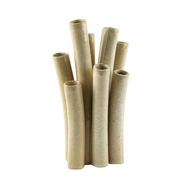 Vase Round Fries H: 20 cm Raw White