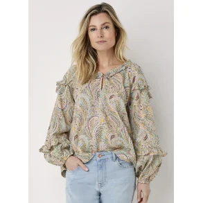 Bluse paisley print med ballonrmer