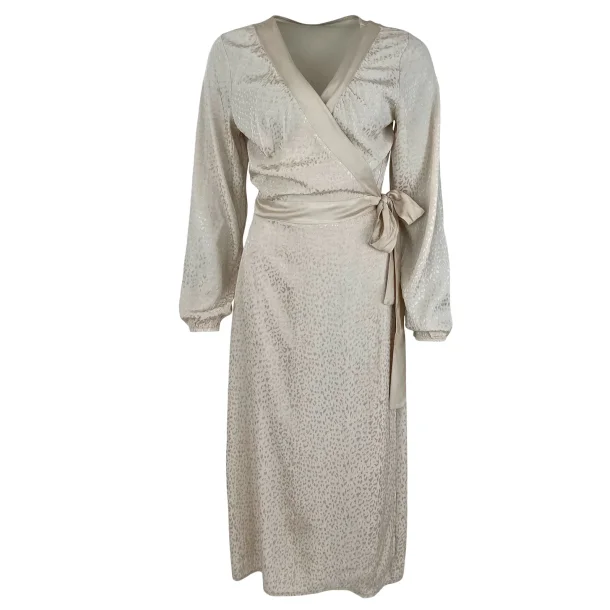 Kjole Leonora Wrap Satin Dress - Champagne