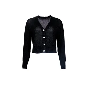 Cardigan Gold lurex Kort Sort